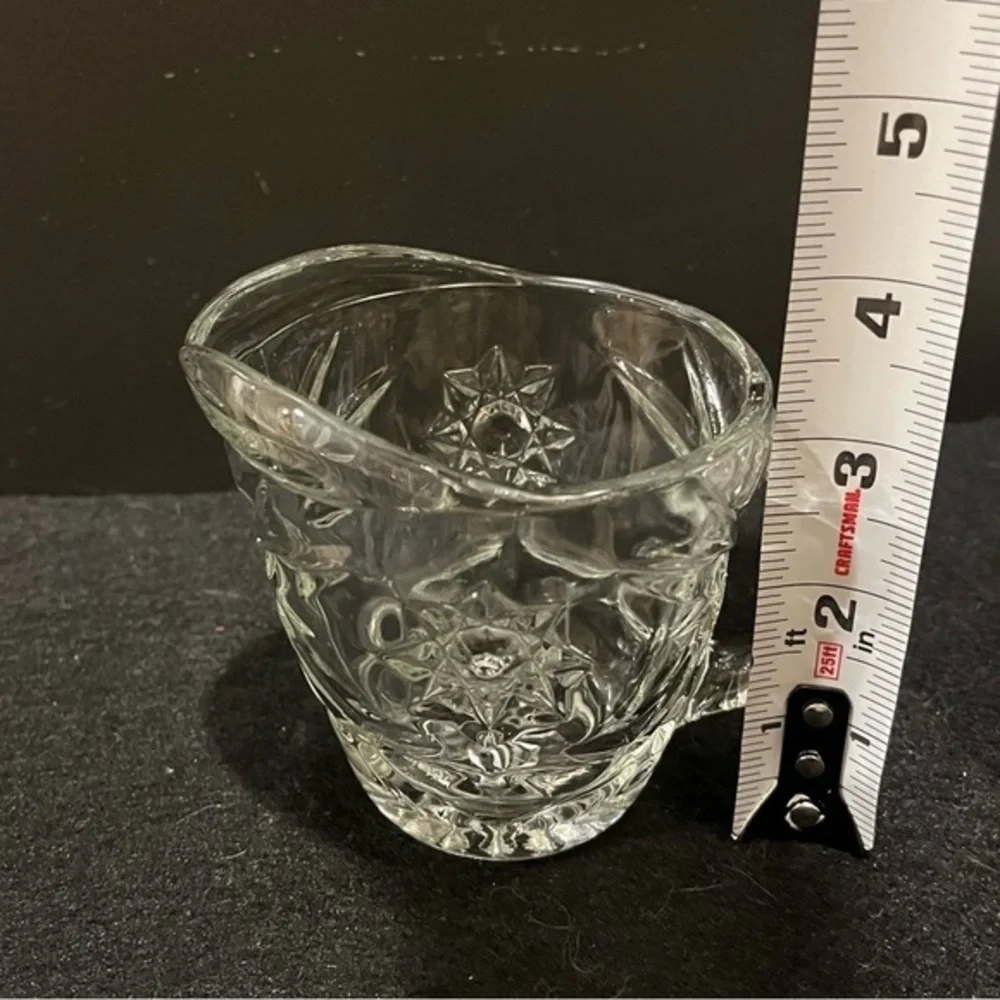 Vintage Anchor Hocking Prescut Clear Star of David pattern creamer pitcher